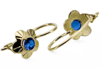 Artesanía vintage Pendientes Zafiro Oro amarillo de 14 quilates vec028y